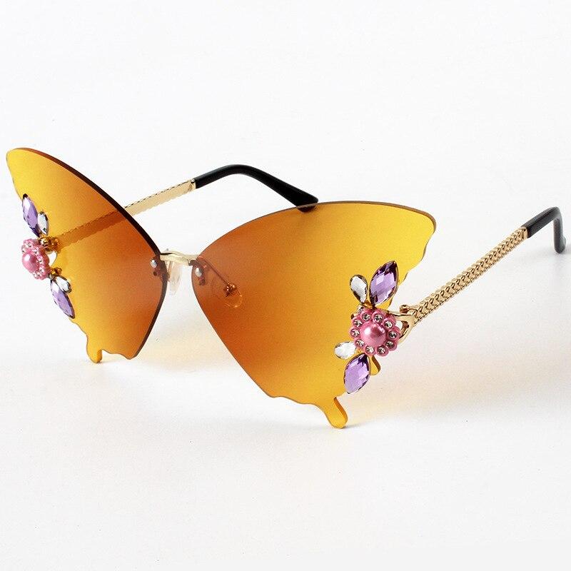 Luxury Butterfly Sunglasses Women Brand Y2k Vintage Rimless Oversized Sun Glasses Ladies Eyewear Gafas De Sol Gothic