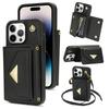 Crossbody Lanyard Leather Wallet Card Phone Case For iPhone 17 Air 16E 16 Pro Max 15 14 Plus 13 12 11 XS XR X Flip Stand Cover