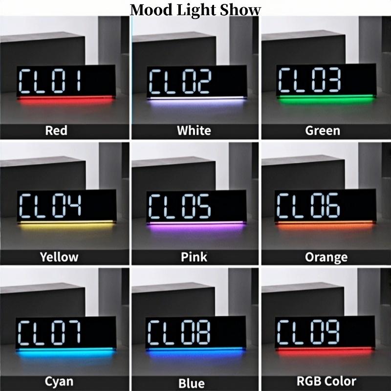 Large Digital Wall Clock with Mood Light TEMP Date Week 2 Alarm Auto Dimming Count-up Countdown Table Clock 12/24H DST LED Clock