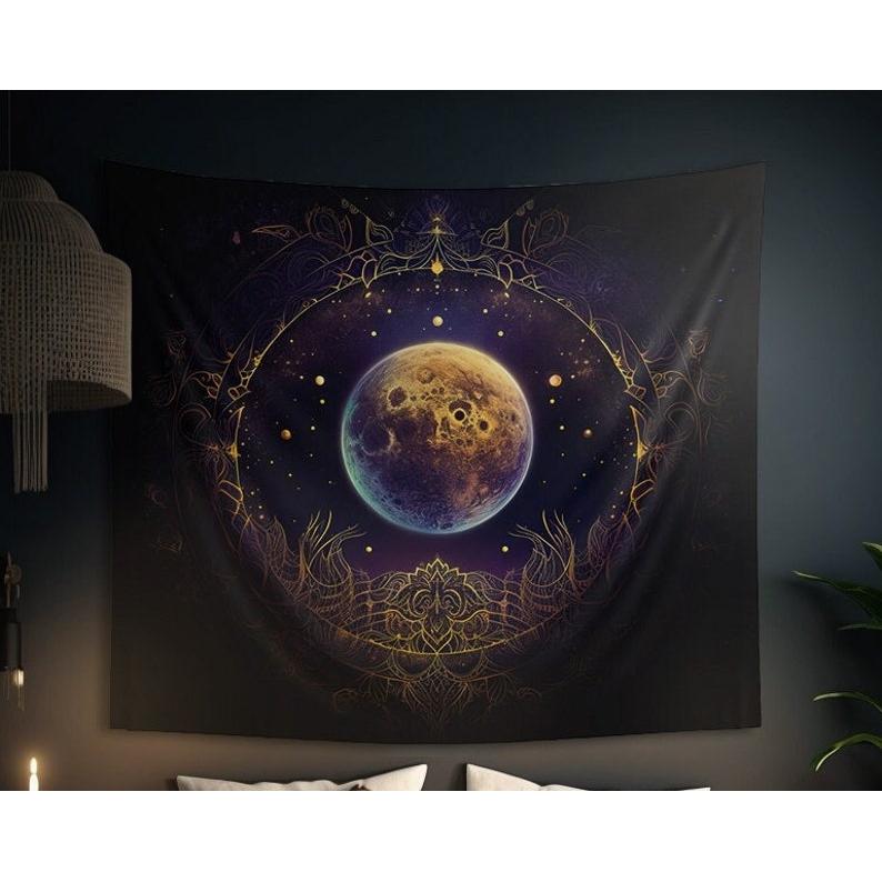 Celestial Full Moon Mandala tapestry 75x100 чёрный