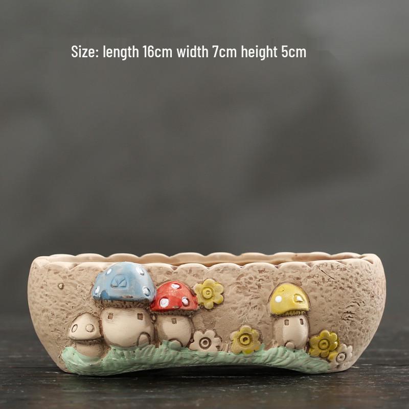 Cartoon Grobkeramik Großer Keramik Sukkulentenübertopf im Bilderbuchstil
