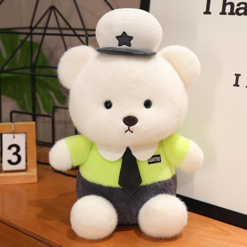 

Cute police bear teddy bear doll plush toy traffic police bear hug bear doll doll 40cm（0.5kg） зелёный