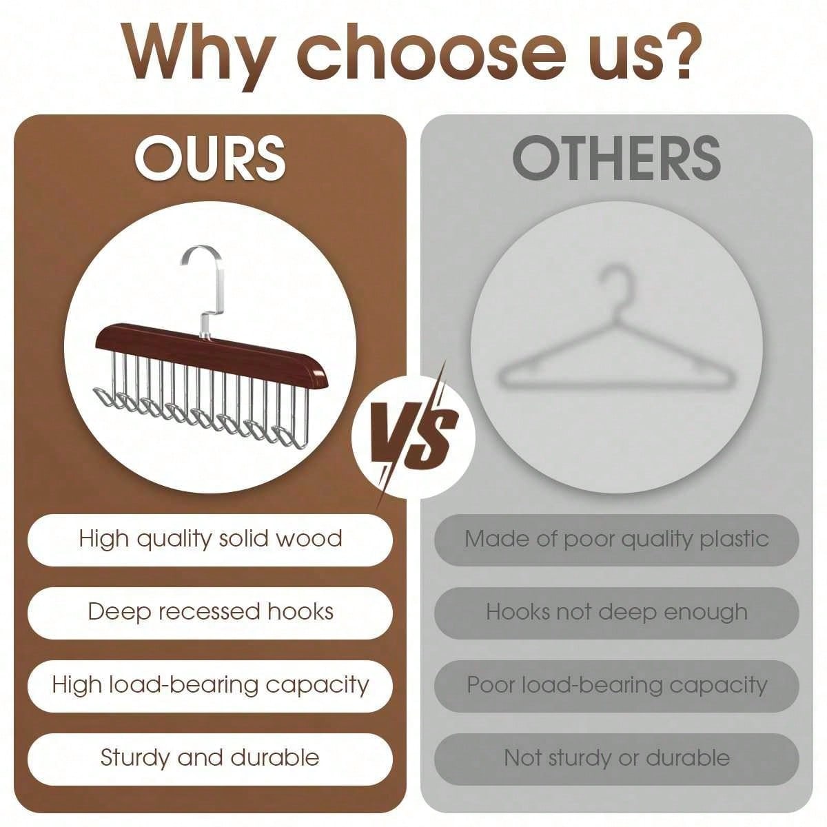 

Solid wood clothes hanger with 8 hooks and multiple hooks, underwear suspender with hooks for storage, and vintage wooden clothe