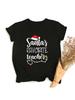 Unisex Teacher Christmas Graphic Tshirt Xmas Santa Hat Light Print Casual Short Sleeve Holiday Gift Tee Tops For Unisex Unisex