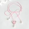 Exaggeration Vintage Elegant Trendy Metal Heart Necklace Ribbon Pearl Pendant Clavicle Chain For Women  Jewelry