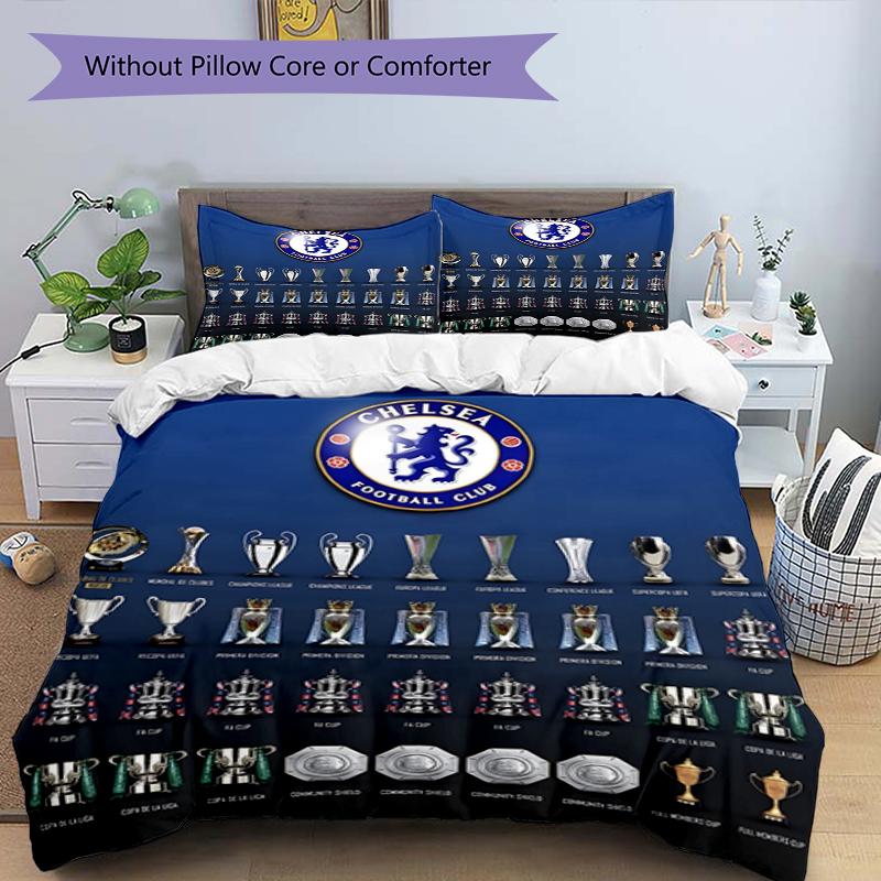 3pcs Duvet Cover Set (1*Duvet Cover + 2*Pillowcase, Without Core),football club.C Print Bedding Set, Bedroom Decor, All‑Season, Birthday Gift