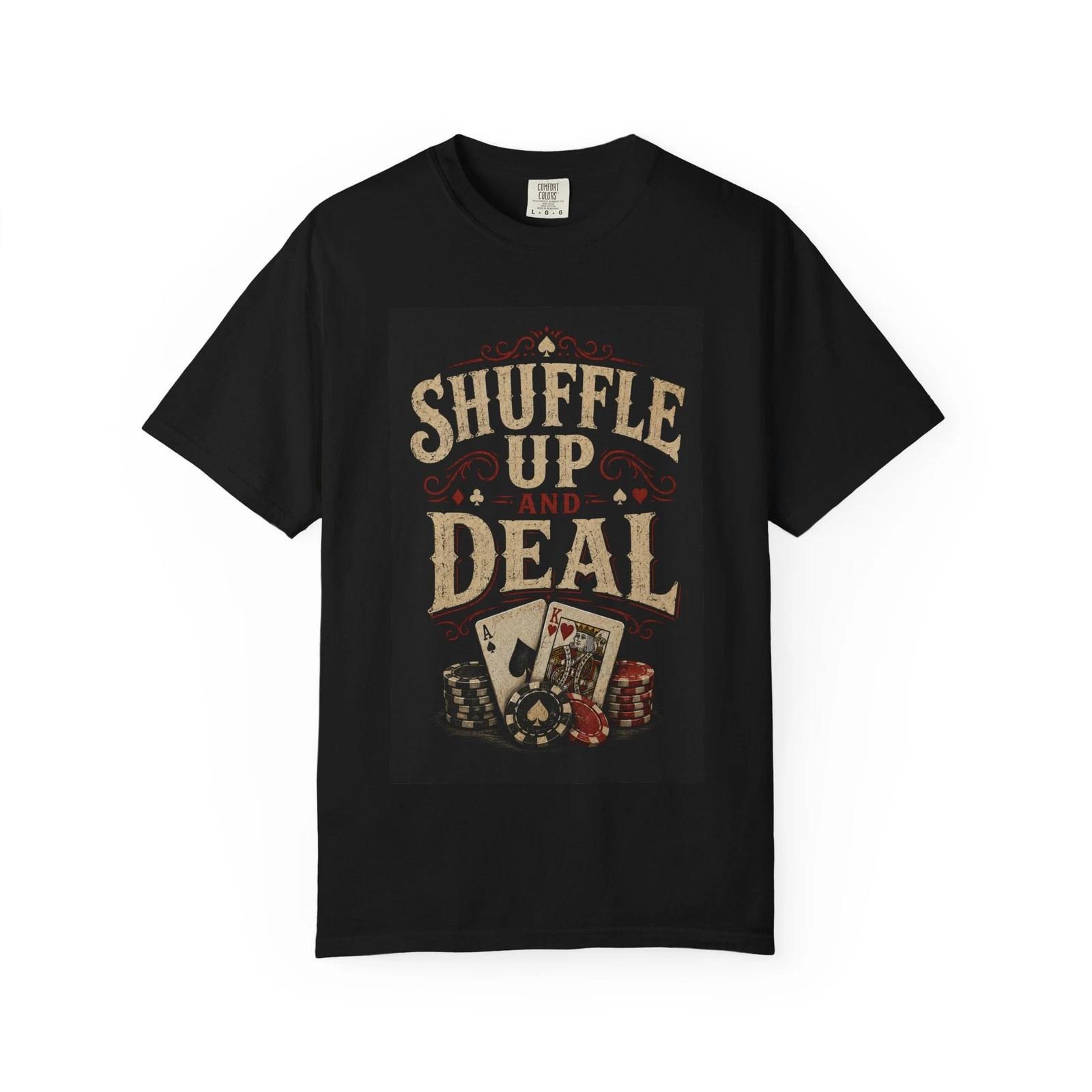 Shuffle Up and Deal T-shirt | Poker Cards Chips Casino Tee XS