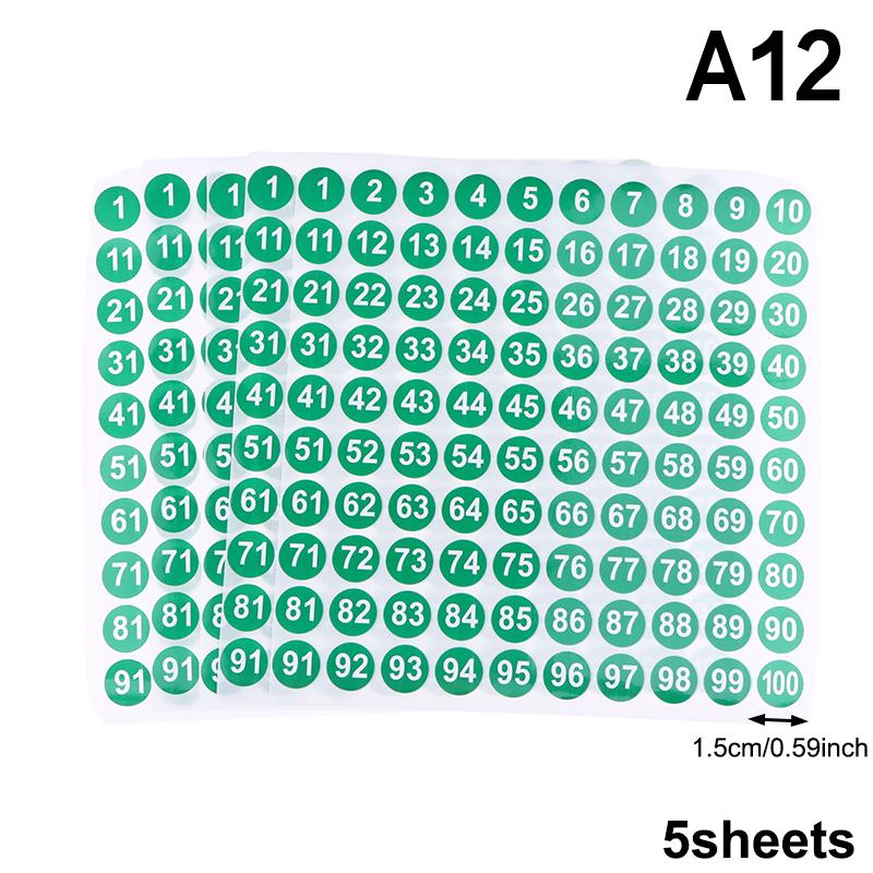 5 Ark Nummerklistermärken 1-100 Etikett Nummerklistermärke För DIY Hantverk Nagellack Limflaska Scrapbooking Dagbok Kontorsmaterial