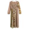 Lily Brown Overall Handle Long Sleeve Long Dress F Patchwork Style Women Used