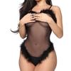 Nightclub Bodysuit See-through Mesh Skinny Sleeveless Sexy Perspective Slim Fit Ultra Thin Fluffy