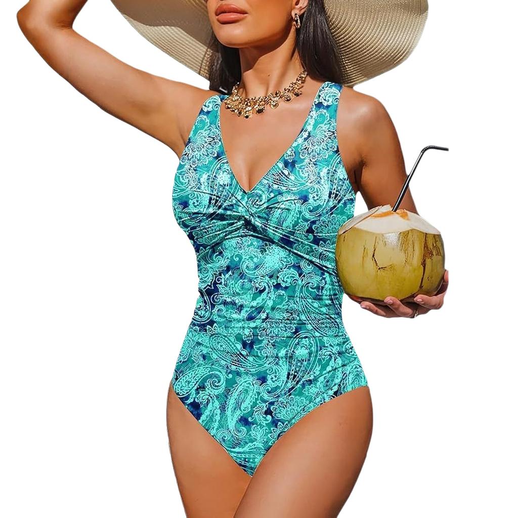 Damen Einteiliger Bikini Badeanzug, Sportliche Bademode