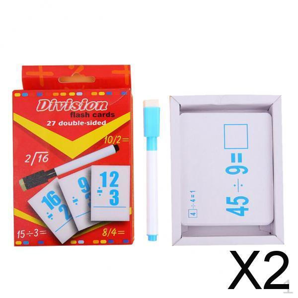 

2x27 Pieces Double Sided Educational Arithmetic Flash Cards with Erasable Pen Division