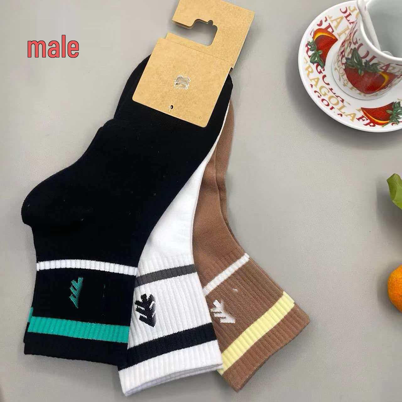 

Новые модные спортивные носки KELON с буквами - 3 пары на карточке, унисекс, всесезонный стиль One Size