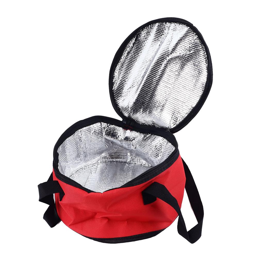 Round Insulated Bag 11x7in Oxford Cloth Casserole Carrier Reusable Cooler Thermal Picnic Bag Red