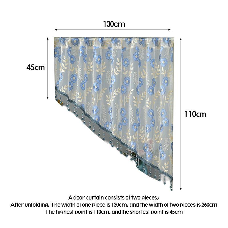 Embroidery Sheer Valance Door Decor Lace Short Curtain with Tassel Beads Embroidery Sheer Valance for Living Room New