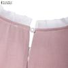 ZANZEA Women Fashion Embroidery Patchwork Casual Round Neck Short Sleeve Dress
