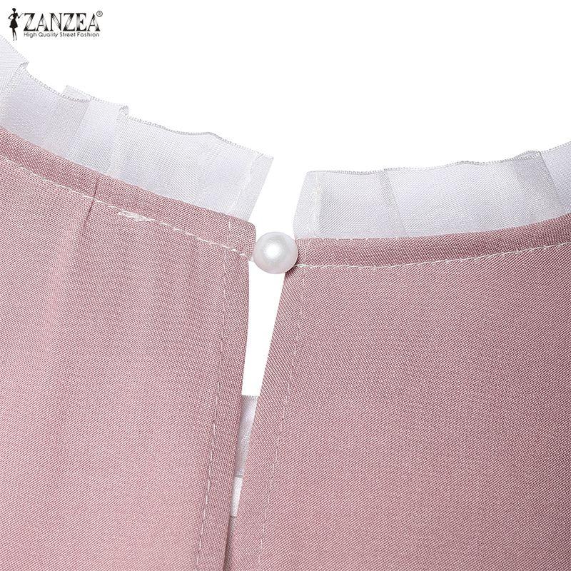 ZANZEA Women Fashion Embroidery Patchwork Casual Round Neck Short Sleeve Dress