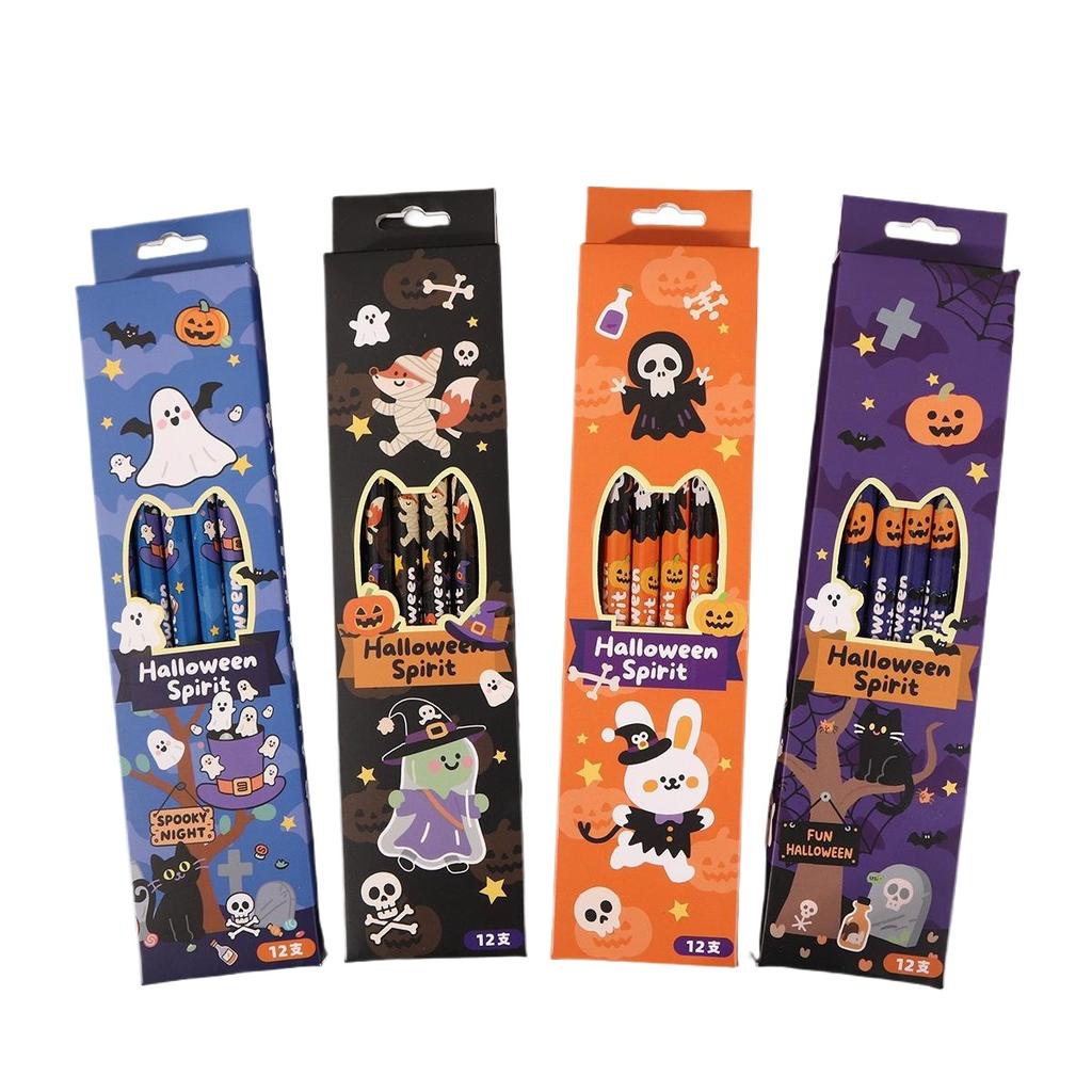 12Pcs/Set Halloween Themed Pencils For Kids Birthday Halloween Party Gift Cartoon Pumpkin Ghost Pencil For School Rewards