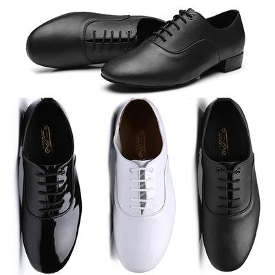 White Black PU Leather Men's Ballroom Dance Shoes/ Salsa Tango Dance Shoes/ Latin Dance Shoes Men