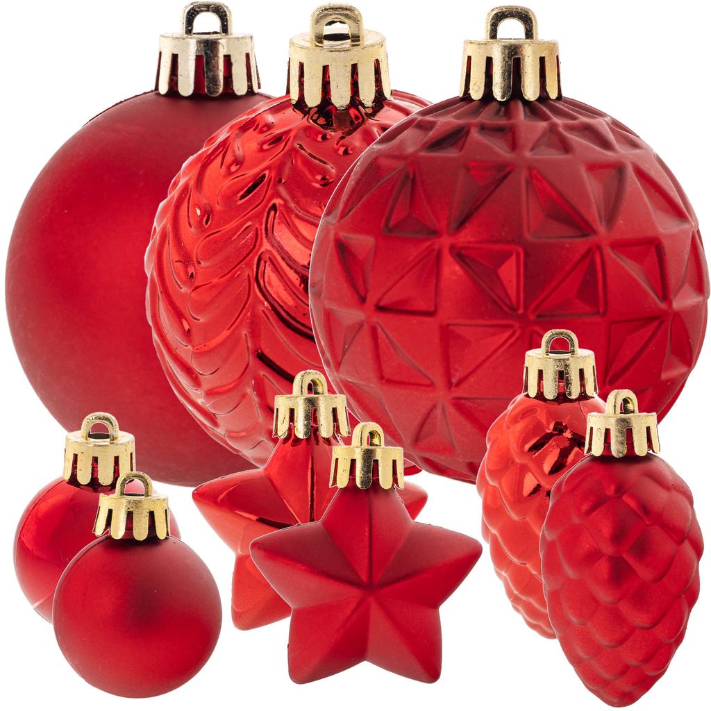 Christmas Tree Baubles Shatterproof Christmas Tree Bauble Ornaments Red Set 60x