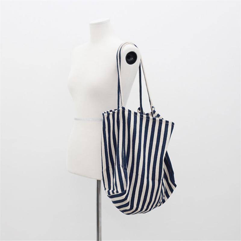 Korean Retro Striped Canvas Handbag - Large Capacity, Versatile Casual Single Shoulder Women s Bag