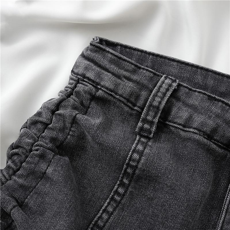 Skinny Fashionable and Versatile Stretch High-waisted Denim Shorts Female Summer Slim Drawstring Design Sense of Wide-legged Pants A Word Pants