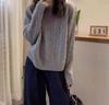 Women's Round Neck Pure Wool Cable Knit Sweater - Loose Fit, Thick Base Layer for Autumn/Winter 2026.