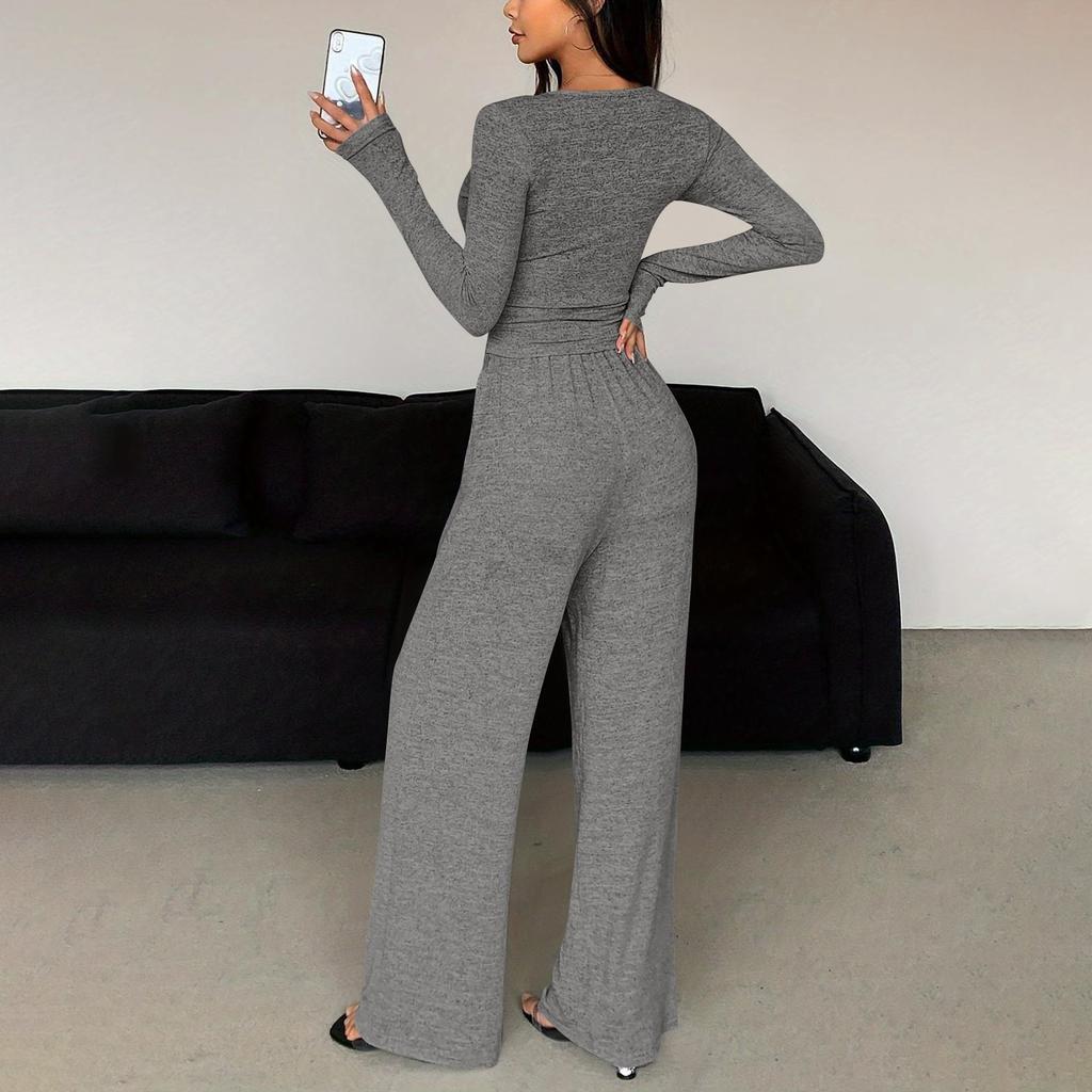 Women's Sexy Slim Fit Two-Piece Set Long Sleeve with Pants