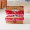 Love Heart Soft Clay Bracelets Set For Women With Pink Acrylic Letter Beads Hand Jewelry Gift