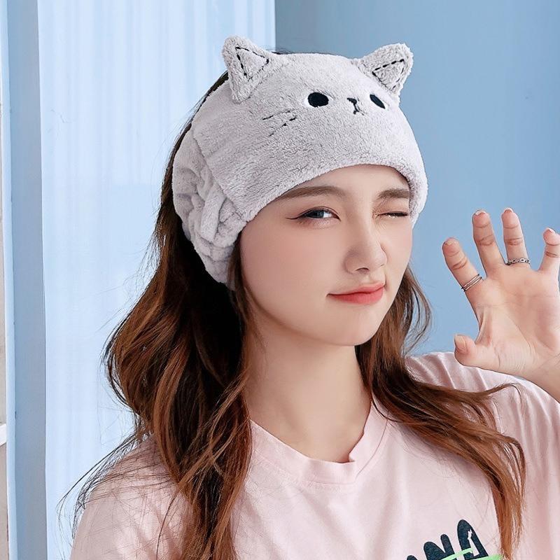 Süßes Katzenohr Plüsch Haarband Weiches Dehnbares Breites Stirnband Anti-Rutsch für Gesichtsreinigung Make-up Hautpflege Haarschutz für Damen Mädchen Schönheitszubehör