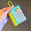 Color Block Kopfhörertasche Minimalistisches Design Schlüsseltasche Trendige Mini-Leinentasche Aufbewahrungstasche