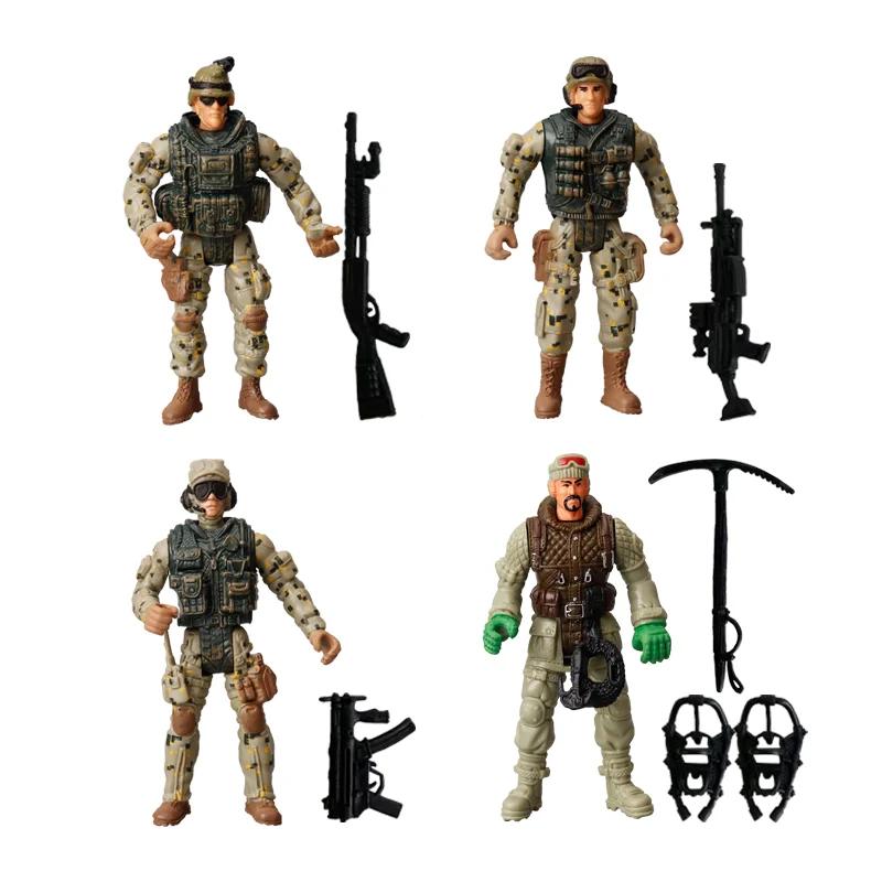 

DIY Special Army Forces Toys With Military Tents Snowmobile Tank Military Weapon Parts Camouflage Soldiers Play For Boy Gifts