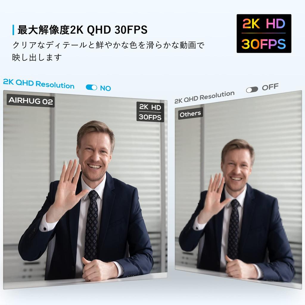 AIRHUG 2K HD No Wide Automatic Light Plug and Privacy Easy Installation with Camera for Web Video and Online Classes Webcam, Microphone, 5MP, 30FPS,