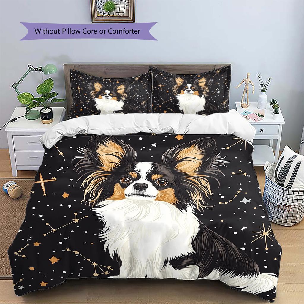 Black Papillon Pattern Bedding Home Decoration Birthday Gift (1 * Duvet Cover + 2 * Pillowcase, Without Core)