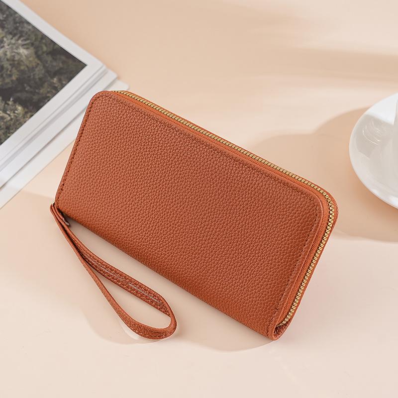 WalletLychee Patterned Long Wallets for Woman Wrist Clutch Purse Large Capacity Money Clip Card Holder Mobile Phone Pouch Coin Purse