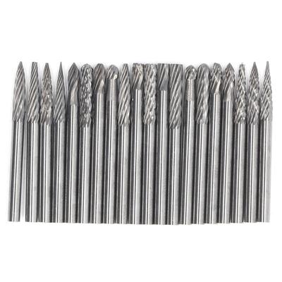 20 Stücke Hartmetall-fräser Set Cutter Bit Kegel Schaftfräser Einzel Doppel Muster 18in Schaft