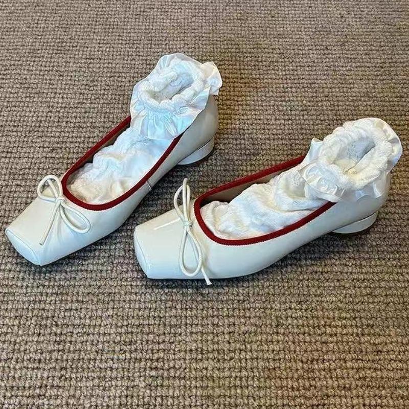 Patent Leather Fashion Mary Jane Shoes Women Pumps Shallow Women Shoes Bow Low Heel Elegant High Heels Female Zapatos De Mujer