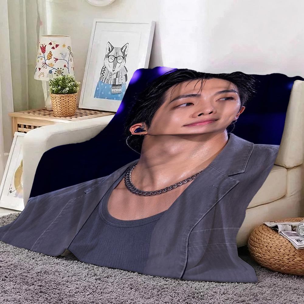 Rm Kim Namjoon Kpop Collage Print Flannel Blanket Soft Warm Throw Blanket For Living Room Bedroom Recliner Home Decor Holiday Gift