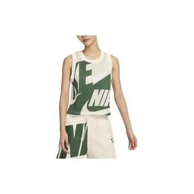 Buchstaben-Print Rundhals Mesh Atmungsaktiv Lässig Ärmellose Weste Damen Tops Licht-Elfenbein FN2257-110