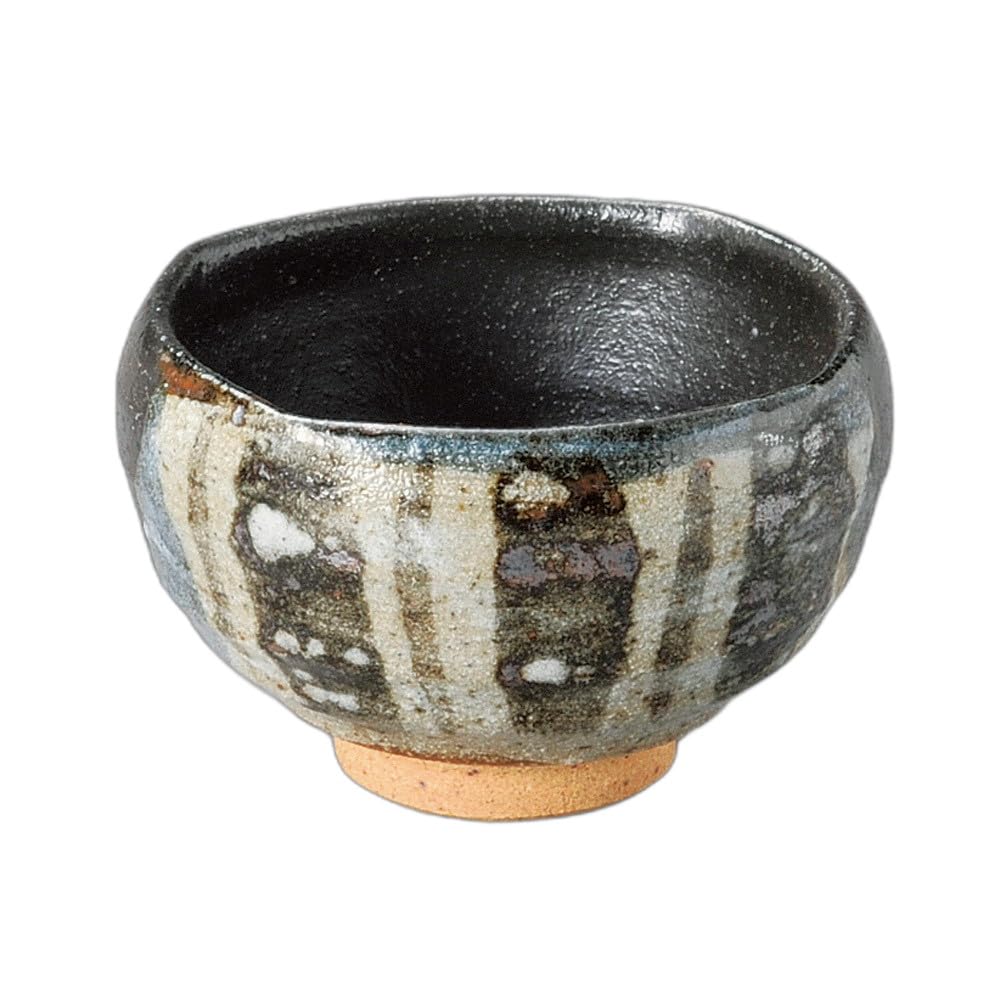 

Черный Орибе фарфор Маленькая чаша тай-дай четырехсторонняя [9,5×6см]