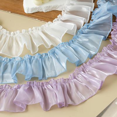 2 Meter Plissierte Spitze Kantenbesatz 7cm Breit Rüschen Volant Band Glänzend Nähstoff Dekorative Borte Für Handwerk Handarbeit DIY