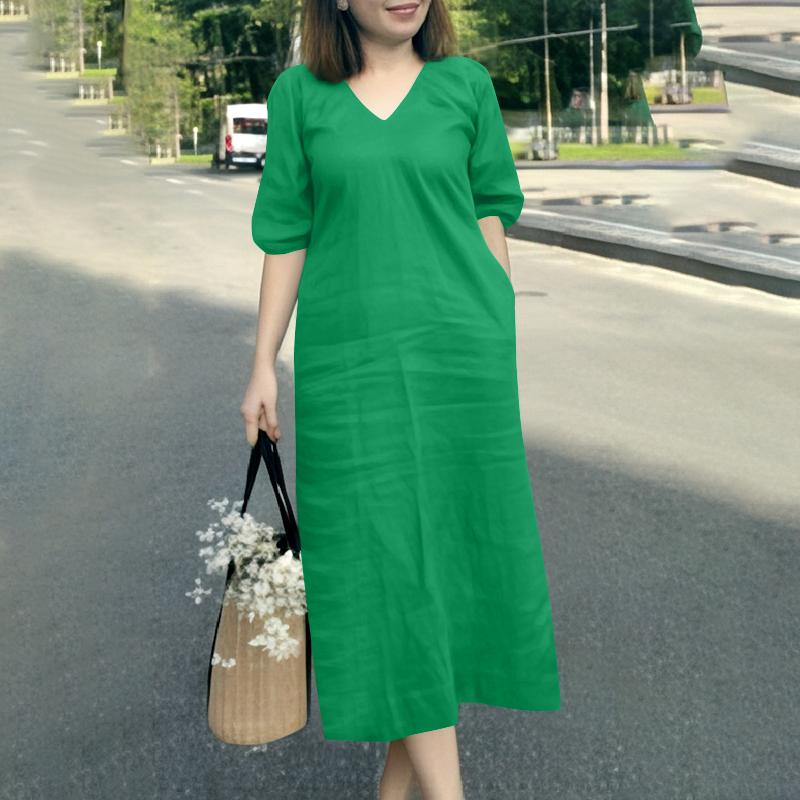 

ZANZEA Женское летнее платье свободного покроя с V-образным вырезом и коротким рукавом L