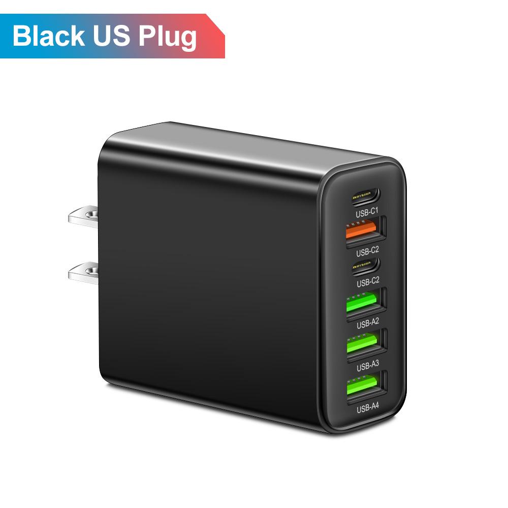 3.1A Multi-Port Mobile Charger: 2 Type-C PD + 4 USB Travel Charging Head