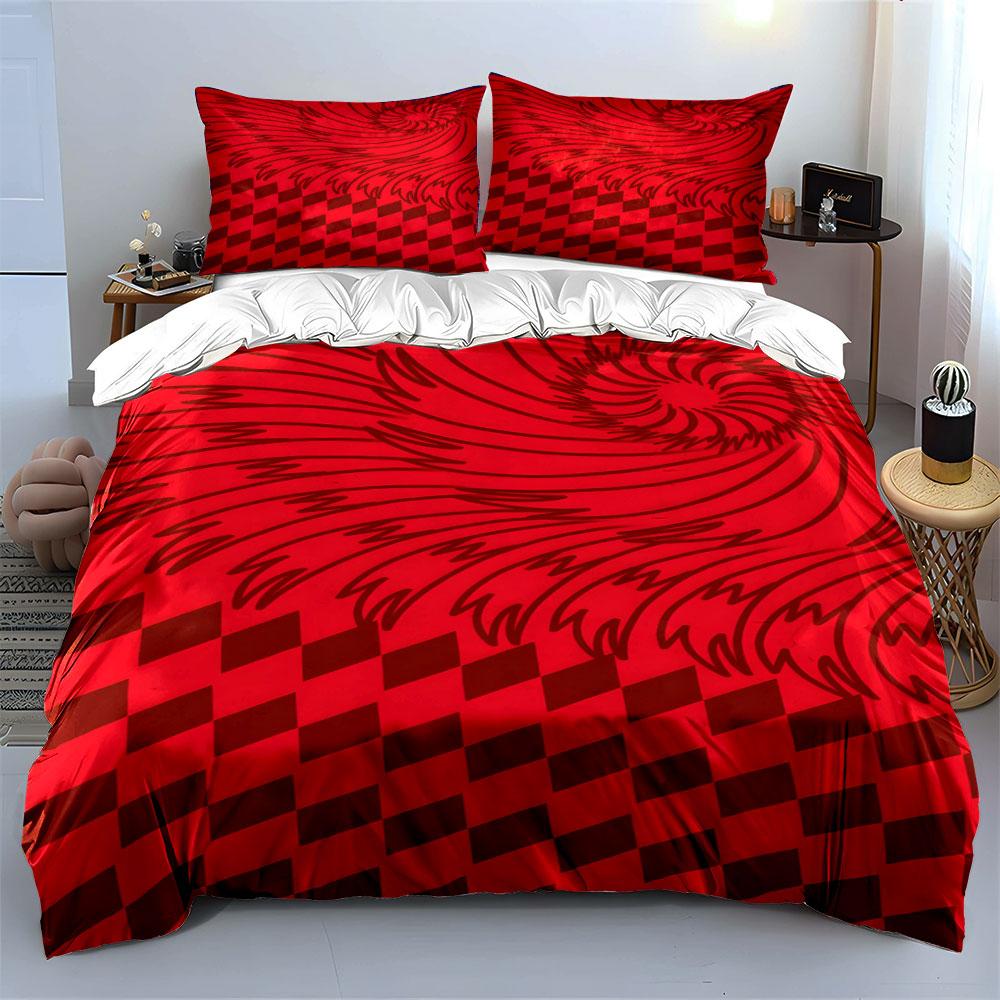 Swirl and Checkered Pattern. Bedding Sets Duvet Cover Sets Duvet Covers Pillowcases(1*Duvet Cover 2*Pillowcases Without Duvet Insert)
