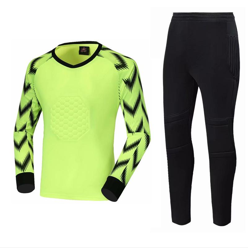

Детский защитный вратарский костюм с длинным рукавом - футбольное снаряжение для матчей и тренировок M флуоресцентный зеленый