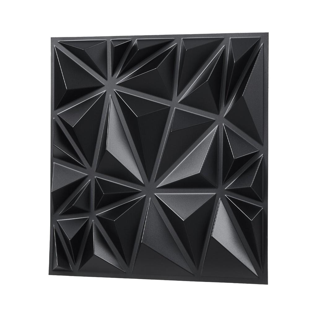 3D Wall Panels 33-Pack 11.81x11.81'' PVC 32 Sq.Ft Coverage Diamond Black