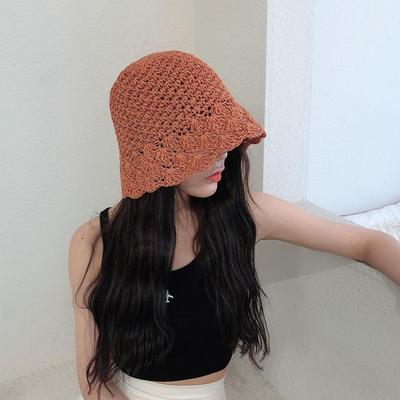 Cappello da Donna Intrecciato con Petali Cappello di Paglia da Donna Cappello Solare Estivo Piccolo Secchiello Cappello da Pescatore