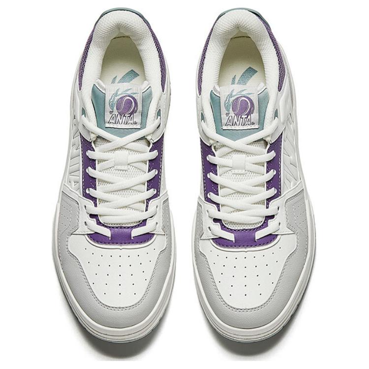 Anta Full Score Comfortable Fashion Trendy Lightweight Increased Height Low-Top Sneakers Women sneakers White Gray Purple 122448032-1