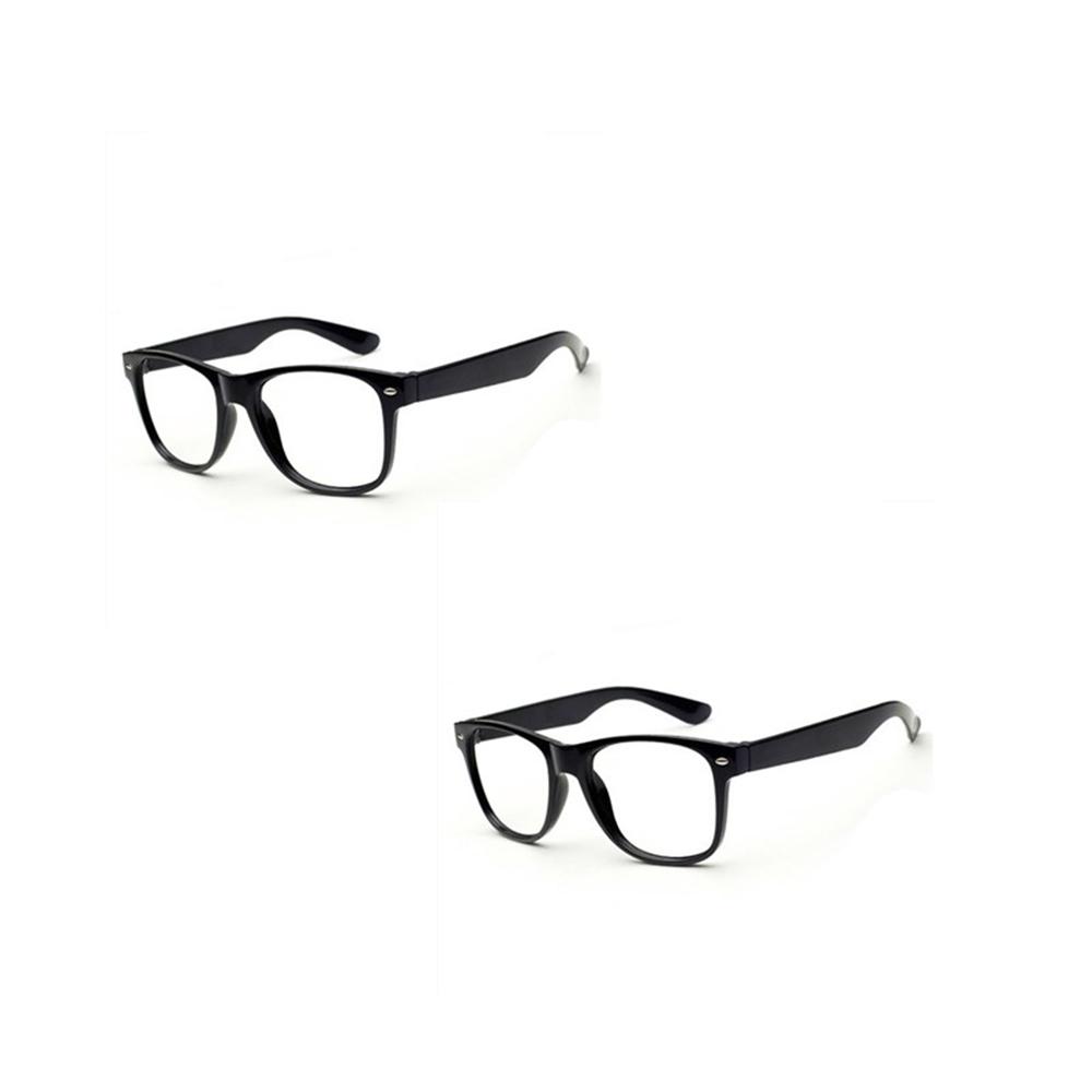 2Pcs Classic Black Frame Clear Lens Glasses Fancy Dress Outfit Masquerade Party