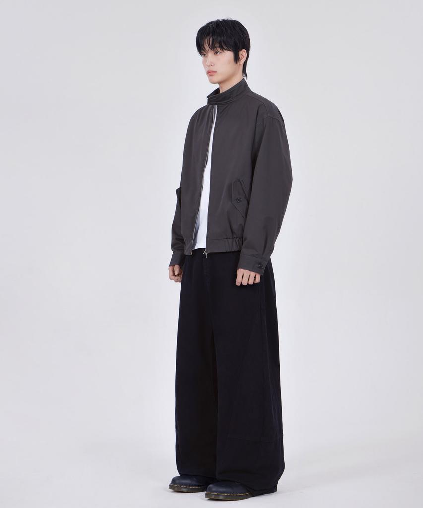 GLW Curved Cut Wide Cotton Pants Black